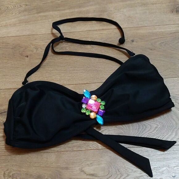 Bongo rhinestones swim top halter style L - Picture 7 of 7